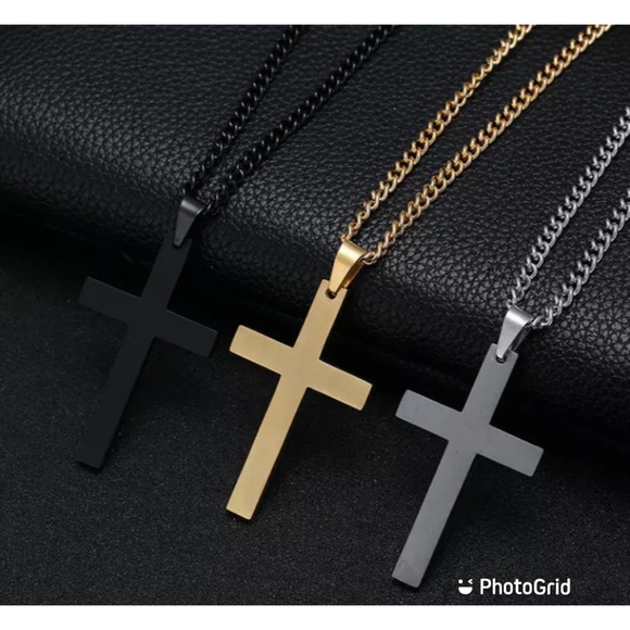 Men’s Cross Necklace Stainless Steel Chain Pendant - Picture 3 of 8